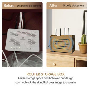 Estante <span class=keywords><strong>de</strong></span> Madera <span class=keywords><strong>de</strong></span> Bambú para Enrutador, Soporte <span class=keywords><strong>de</strong></span> Pared para WiFi, Caja <span class=keywords><strong>de</strong></span> Almacenamiento, Organizador Inalámbrico para <span class=keywords><strong>Cocina</strong></span> y Baño - Product Image 6