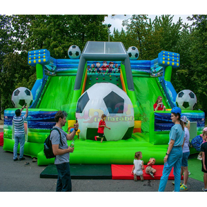 Outdoor party commercial-grade soccer stadium <b>inflatable</b> bouncer and slide combo giant football playground - Product Image 2