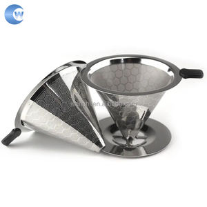 Filtro De Café Gotejamento De Aço Inoxidável Portátil Suporte De Chá De Café Funil Reutilizável Despeje Sobre Gotejador De Café - Product Image 2