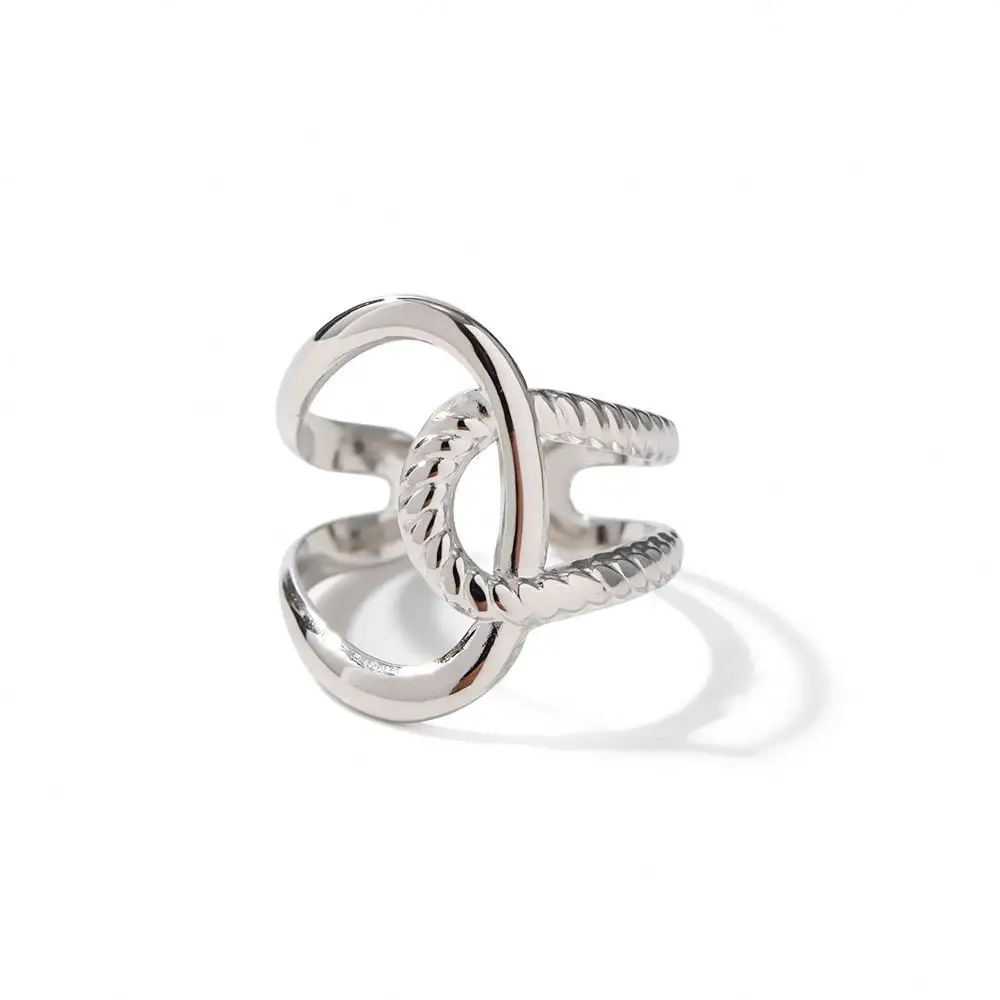 Cincin terbuka gaya INS tahan air wanita, perhiasan sederhana dapat diatur