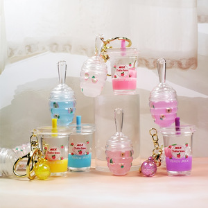 Brillo labial con sabor a té con leche de melocotón, llavero colgante, 6 ml, aceite labial líquido brillante para mujeres - Product Image 3