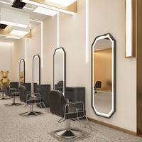 Ensemble complet de mobilier de salon moderne avec miroir suspendu réglable, table et station de coiffure en métal pour salon de beauté