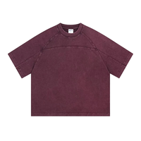 T-shirt en coton épais personnalisé avec logo, coupe ample et délavée style vintage pour homme, streetwear uni et vieilli