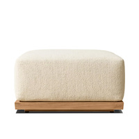 Ensemble de salon de jardin de style moderne, sièges rembourrés confortables pour patio, meubles en teck massif résistant aux intempéries, ensemble de canapés d'extérieur