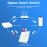 Interrupteur Mural Tactile Connecté ZigBee Smart Life à Panneau en Verre Trempé UK&EU Compatible Alexa Google Home, avec Fil Neutre, 1/2/3/4 Gang