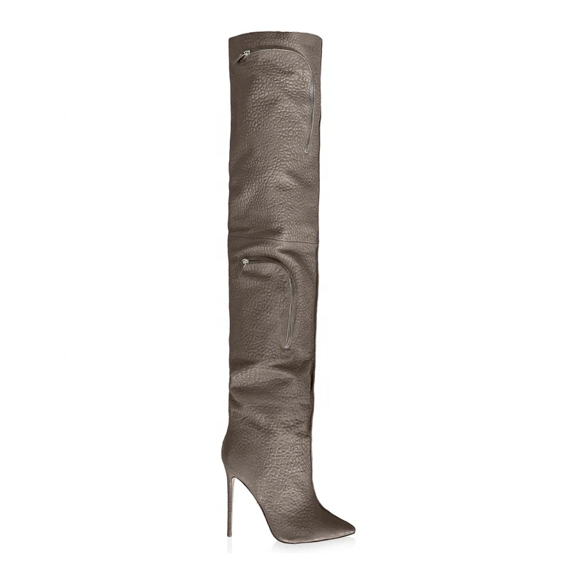 classic style pointed toe thin heel bags design over the knee genuine leather women long boots