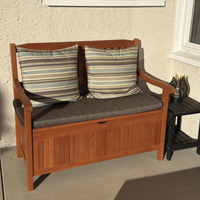 Banc de rangement Combohome pour entrée et porche, avec doublure intérieure amovible anti-poussière, banc en bois pour pelouse