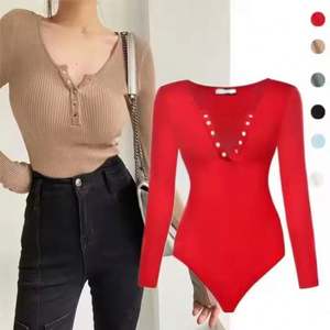 บอดี้สูทแขนยาวผู้หญิง I-0523 ดีไซน์เสื้อยืดสุดหรูสำหรับผู้หญิงที่ใส่ใจแฟชั่น - Product Image 5