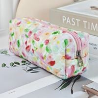 Haute qualité Portable sac de rangement Floral porte-crayon Simple fille fermeture éclair grande capacité voyage cosmétique maquillage organisateur sac