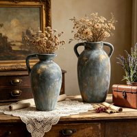 Vases en céramique et porcelaine de style campagnard français, pots en argile noire, pots à fleurs, jardinières, vase de table, décoration d'intérieur, accessoires de décoration