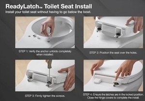 Sedile del water allungato con chiusura silenziosa del coperchio e del sedile con supporto del sedile impugnatura-paraurti e Hardware di installazione - Product Image 5