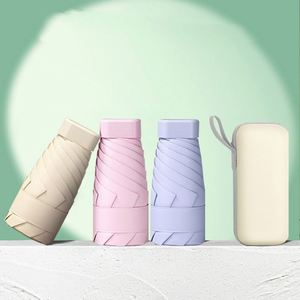 Parapluie compact léger en tissu pongé, pliable en 5 sections, protection UV, prix usine, personnalisé, pour femme - Product Image 1