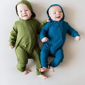 Recém-nascidos Roupas Zip-Up de Uma Peça Macacão de Bebê Menino Menina Outono Inverno Manga Longa Zip Romper Do Bebê de Algodão Orgânico pijamas do bebê
