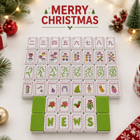 Jeu de Mahjong pliable moderne américain Merry-Ish, design personnalisé, tuiles de luxe à 4 couches, jeu de divertissement familial pour les fêtes de Noël