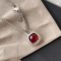 Nouveau Collier Tendance 2026 Hip Hop Géométrique avec Chaîne à Maillons Carrés en Laiton et Pendentif Topaze Plaqué Noir pour Cadeau Unisexe