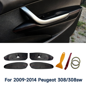 Couverture en cuir beige pour accoudoir de panneau de porte avant Peugeot 308 SW, véritable microfibre, modification - Product Image 3