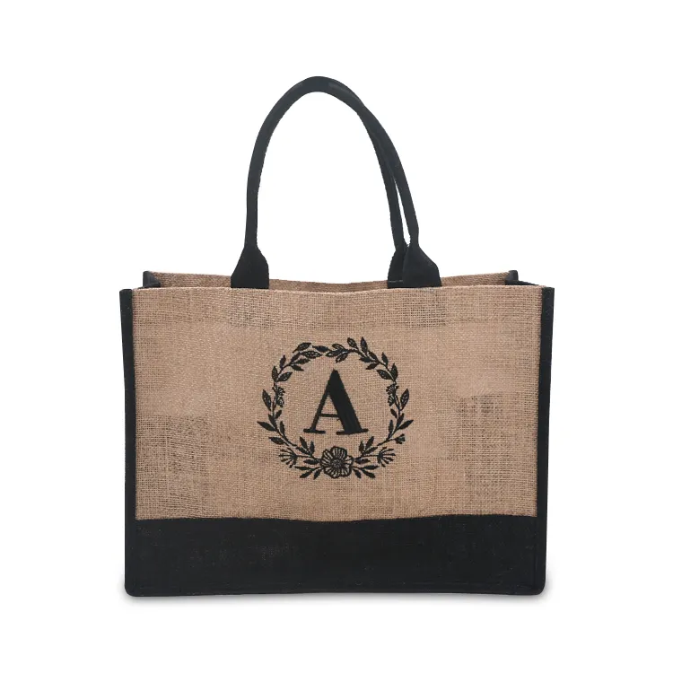 Wholesale Promotion Linen Eco-friendly Reusable Gift Shopping Beach Carrier Jute Tote Bag With Logo