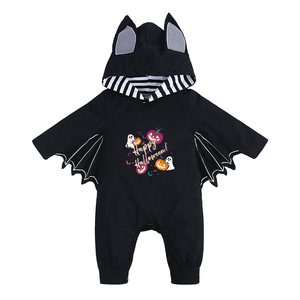 Tutina per neonati di Halloween con ali da pipistrello, cappuccio e orecchie, body con stampa di zucca e scheletro per neonati e bambini piccoli - Product Image 5