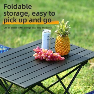 Tavolo da Pranzo Pieghevole Rettangolare per Esterni in Acciaio al Carbonio, Design a Rotolo, Portatile per Campeggio, Barbecue, Picnic, Strada - Product Image 1