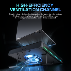 JungleLeopard D16 Large Turbo Laptop Cooler Adjustable Baffle Design RGB Light Notebook <b>Cooling</b> <b>Pad</b> Digital Display 13-18.6 Inch - Product Image 2