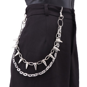 Double Layer Spike <b>Waist</b> <b>Chain</b> Zinc Alloy Hip Hop Style Fashion Accessory For Daily Wear - Product Image 5