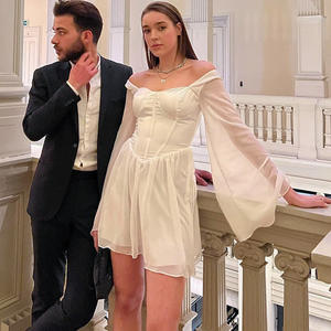 Nouvelle robe tunique portefeuille à manches longues et col carré pour printemps - Product Image 3