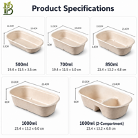 Boîte à bento jetable en papier 30 oz avec couvercles en PET/PP/pulpe, récipient pour repas légers, boîte à lunch en pulpe, biodégradable, nouveau produit