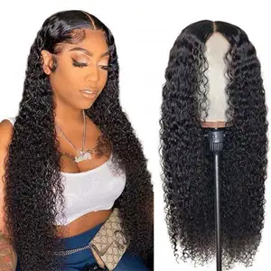 Lace Front Wig African American Vietnamese Hair Jet Black Jerry Curl Wet And Wavy Pre Plucked Hairline Full Frontal Lace Wig