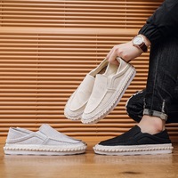 Sepatu kanvas abu-abu pria RO, bernapas dan ringan, cocok untuk musim panas.