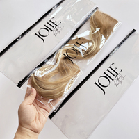 Long sac en plastique transparent personnalisé pour perruques emballage de cheveux réutilisable sac à fermeture éclair imprimé pochette à fermeture éclair transparente extension de cheveux