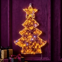 Lumière décorative murale ou de fenêtre de Noël N-Concept Moon Star Wire Frame Light 40*29CM 360 LED 4 ampoules scintillantes chaudes + 1 blanche