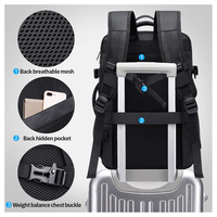 Sac à dos Convertible de voyage en avion 45l, mallette étanche 17.3 pouces, bagage réglable, sac à dos pour ordinateur portable