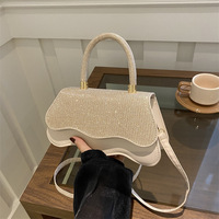 Sac à Main Rétro Brillant pour Femme 2024, Nouveau Sac Bandoulière Tendance, Pochette Texturée Carrée, Sac Tendance 2024