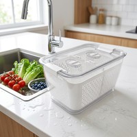 Duurzame stapelbare afwateringsbak met ventilatie, plastic koelkastorganizer voor fruit en groenten, groothandel