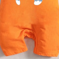 Romper Kasual Ramah Lingkungan Summer Infant 2026 Motif Hippo 100% Katun Lengan Pendek Oranye Unisex Kancing Tekan di Selangkangan