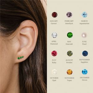 Trinity Birthstone Climbers |   Pendientes de Acero Inoxidable con Baño de Oro de 18K PVD y Circonita, con Piedra de Nacimiento, para Mujer |   Resistente al Agua y Duradero - Product Image 1