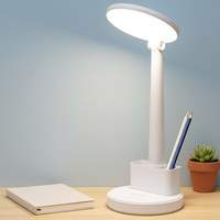 Lampe de bureau LED moderne tactile, alimentée par USB, sur batterie, en plastique, pour étudiants, dortoir, chambre d'enfant, avec porte-stylo, à intensité variable, pour chevet