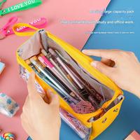 Trousse à crayons en toile, organisateur de papeterie de grande capacité, pochette à stylos à fermeture éclair à couche unique, sac de rangement pour fournitures scolaires pour étudiants