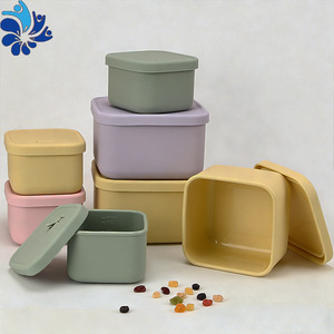 Silicone Food Storage <b>Box</b> Square Airtight Fresh Keeping Containers For Camping Picnic With Flip Top Lid <b>Macaron</b> Colors - Product Image 5