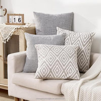 Housse de coussin décorative carrée pour canapé, coussin en lin pour canapé, salon, 18 * 18 pouces