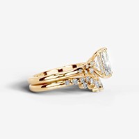 Ensemble de mariage en or 14 carats avec diamant de laboratoire certifié IGI de 2 carats, coupe radiante, couleur D F, clarté VS, bague de fiançailles et alliance