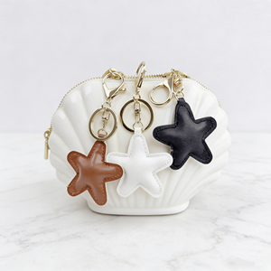 Ventes en gros de porte-clés en cuir PU pas cher, idées de porte-clés mignons, porte-clés à pompon en stock, porte-clés en cuir en forme d'étoile - Product Image 1