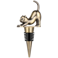 Bouchon de bouteille vintage en alliage de zinc et silicone, décoration mignonne en forme de chat, pour accessoires de cuisine