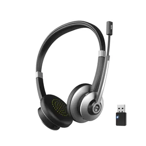 Headset telepon bluetooth 5.0, pusat panggilan kantor bisnis headset nirkabel headphone dengan mikrofon pabrik OEM