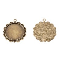 Pendentif rond ajouré festonné en alliage bronze antique pour locket photo et artisanat