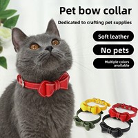 Colliers pour chats et chiens, dernières nouveautés en accessoires pour animaux de compagnie, en PU, avec nœud papillon, boutons métalliques, réglables, robustes et résistants à l'usure