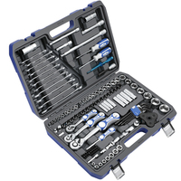 GOODKING Ensemble d'outils mécaniques de 121 pièces, kit d'outils à main avec matériau CRV, boîte en métal robuste à 3 tiroirs pour la réparation automobile, modèle 11211