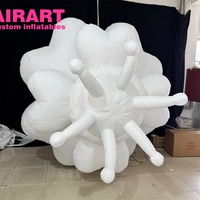 Fleur gonflable blanche personnalisée, décoration de fond de scène, accessoire géant de fleur gonflable blanche pure pour exposition d'art