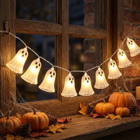 Guirlande lumineuse LED fantôme d'Halloween, chaîne de lampes clochettes, lumière décorative effrayante pour fête
