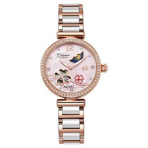 DULUNWE 6037 Lucky <span class=keywords><strong>Four</strong></span> Leaf Clover Reloj mecánico automático para mujer Reloj impermeable de lujo - Product Image 5